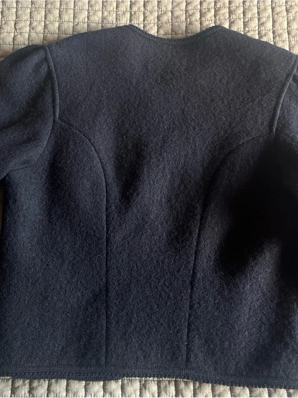 GEIGER Black 100% Pure Wool Cropped Preppy Style Jacket Sz 6